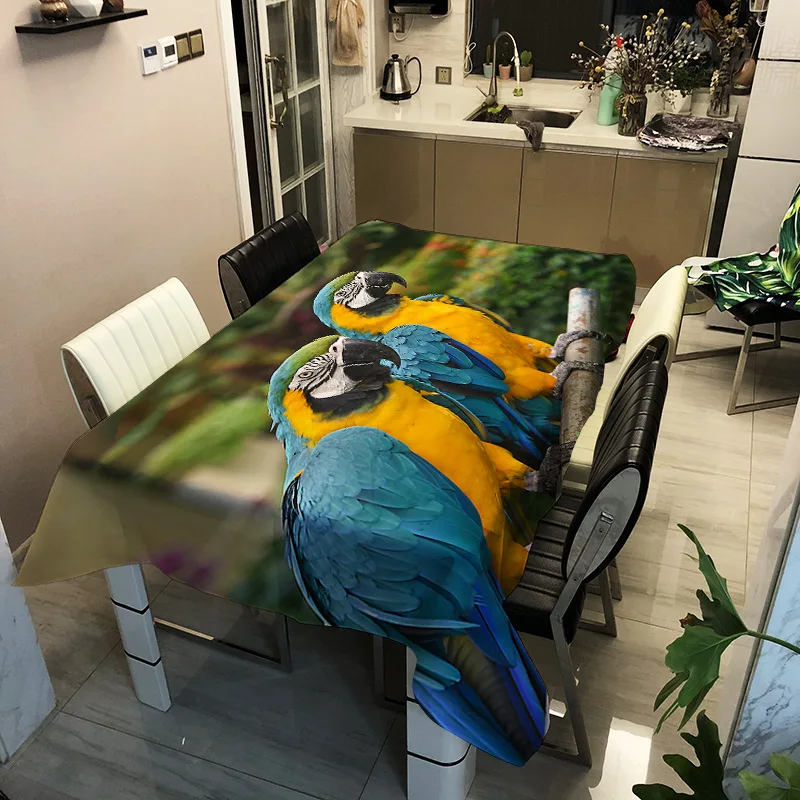 

Водонепроницаемая прямоугольная кухонная скатерть с принтом в виде милого попугая