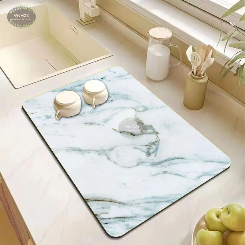 

Abstract Super Absorbent Drain Pad Rubber Dining Table Dish Drying Mat Kitchen Tableware Anti-Slip Anti-Bacteria Decor Placemat