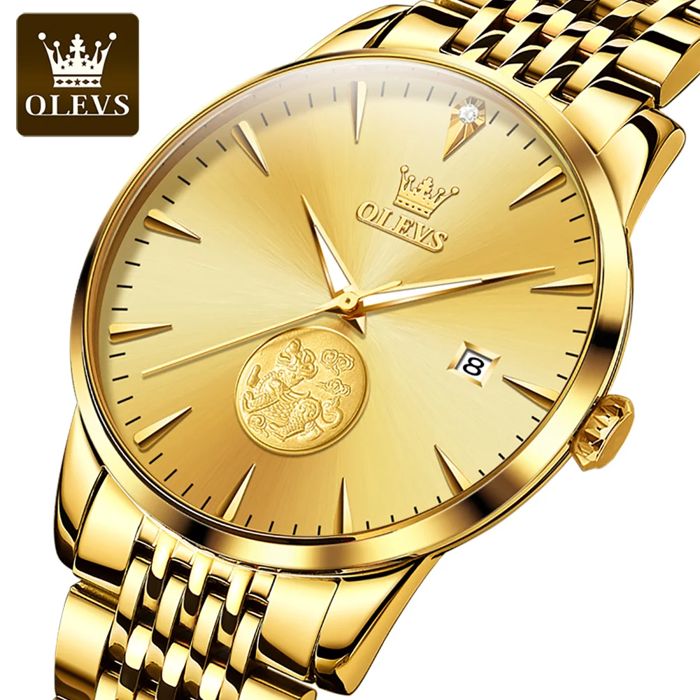 OLEVS Mens Watches Top Brand Luxury Gold Mechanical Watch Men Business Waterproof Sport Automatic Wristwatches Relogio Masculino