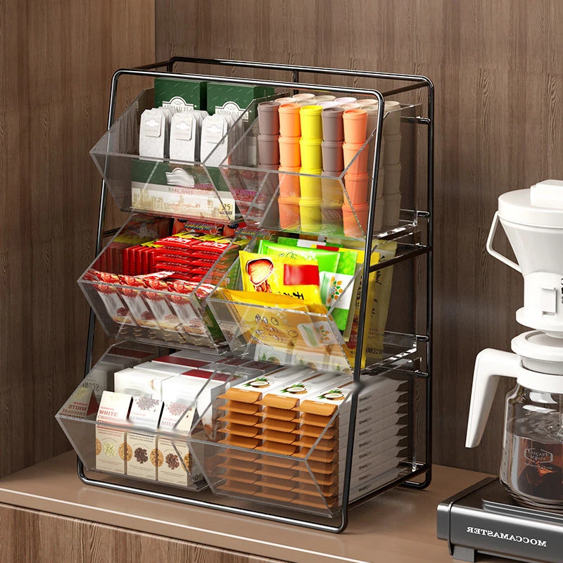 

Dust-Proof Sundries Organizer Box Office Coffee Capsule Storage Box Living Room Tea Bag Rack Home Desktop Sorting Plastic Shelf