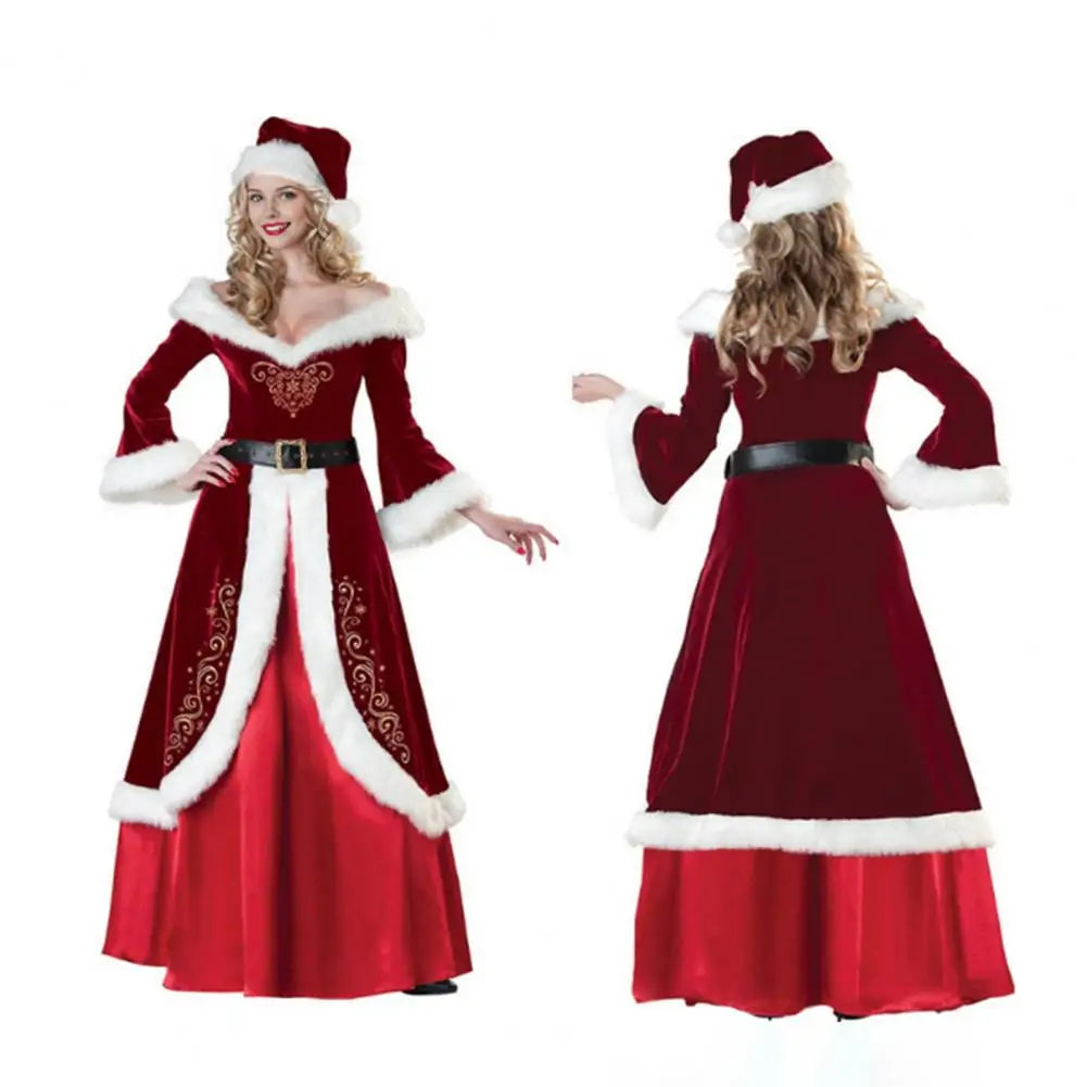 Праздничное платье праздничное для косплея Санта-Клауса с открытыми плечами в