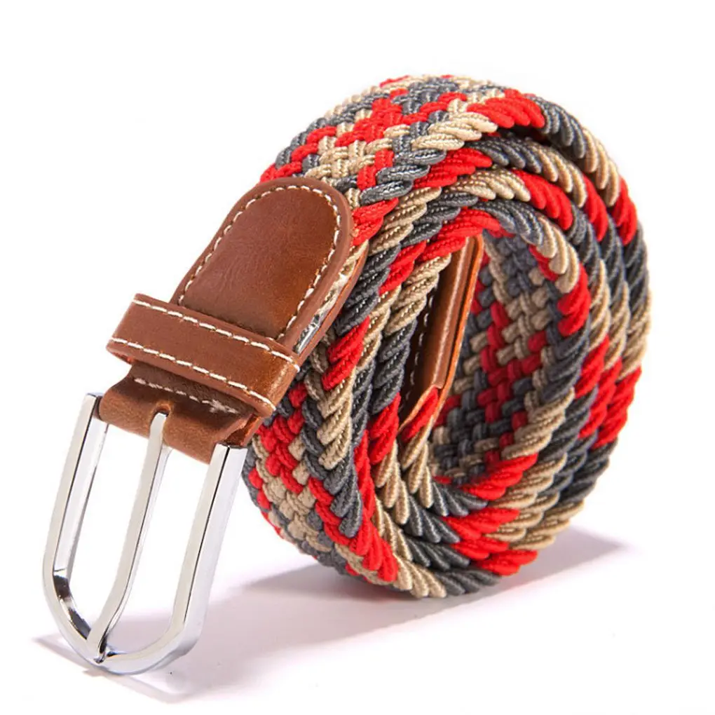 

Hot Colors Men Women Casual Knitted pin buckle Belt Woven Canvas Elastic Stretch Belts Plain Webbing fashion