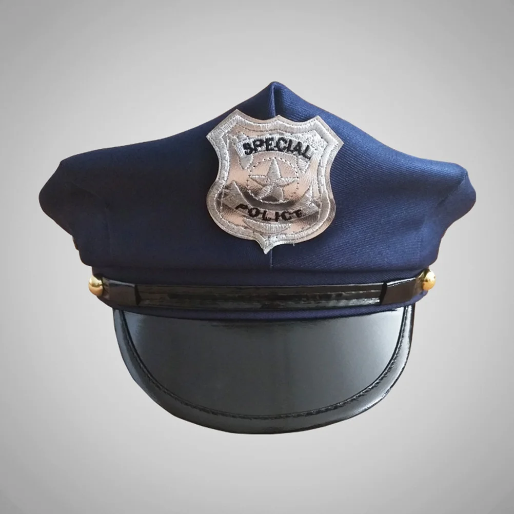 

Badge Police Cap Cosplay Accessories Clothing Performance Hat Badge Police Hat Officer Child Blue Accessories