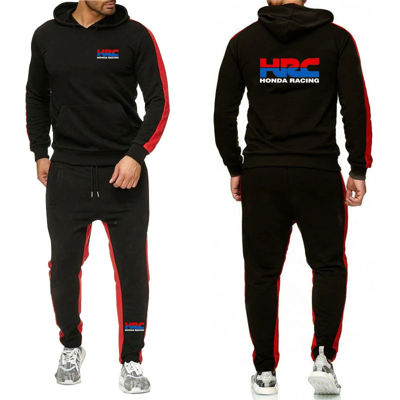 

HRC Honda Racing Men's Fashion Printed Pullover Streetwear Fleece Hooded Unisex Sweatshirt Hoodies Sweatpants Suit 2-Piece