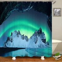 night starry sky aurora landscape fabric shower curtain waterproof polyester bathroom curtains home decorate curtains with hooks