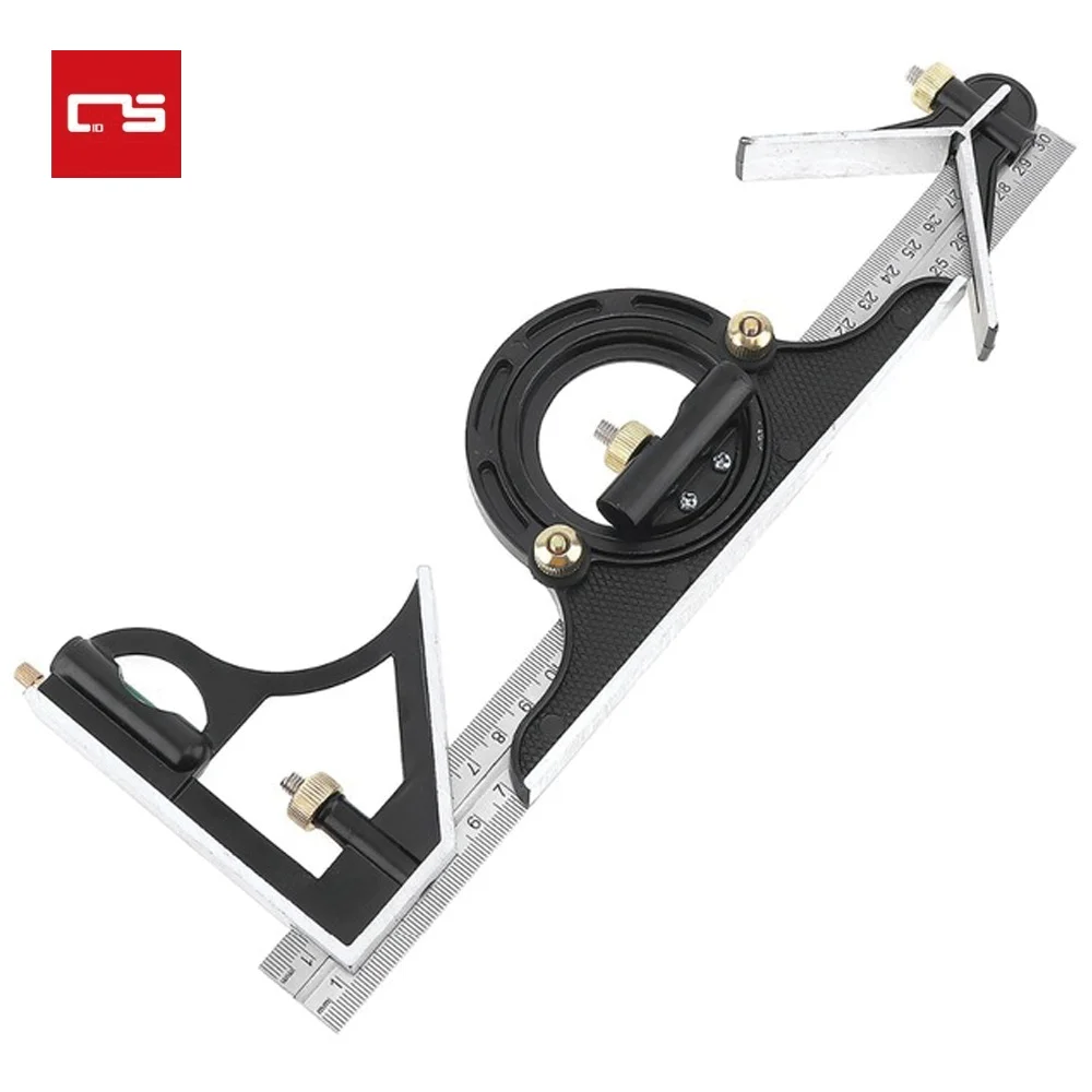 

3 In 1 Square Angle Ruler Set Engineer Adjustable Combination Spirit Level Ruler Combination Protractor Measuring Tool Set 300mm