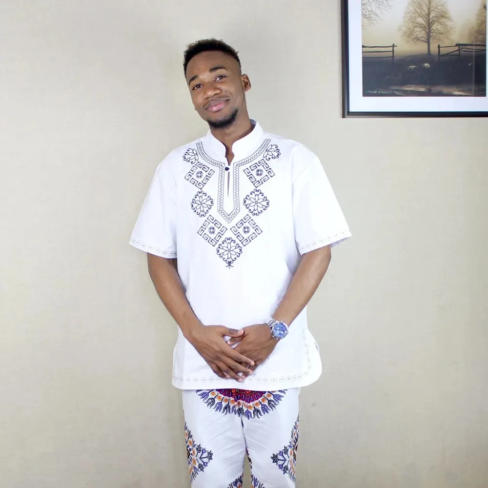 Dashikiage Мужская Винтажная Африканская Туника Высококачественная Хлопковая