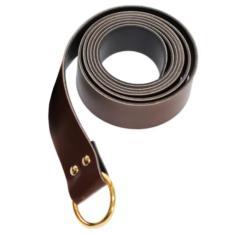 

Кожаный средневековый ремень, прочный кожаный средневековый ремень со стальной пряжкой-кольцом, аксессуар для создания театра и представлений в истории или фантазии