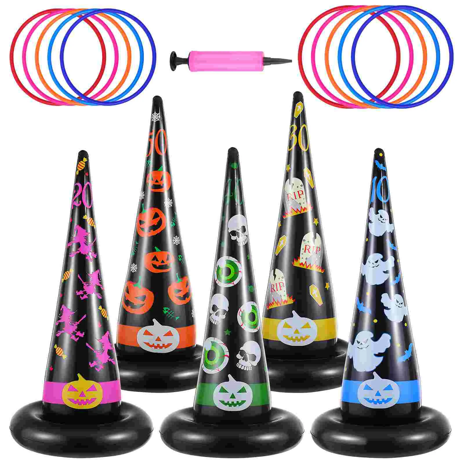 

5pcs Safe PVC Ring Toss Game Inflatable Witch Hats for Children Family