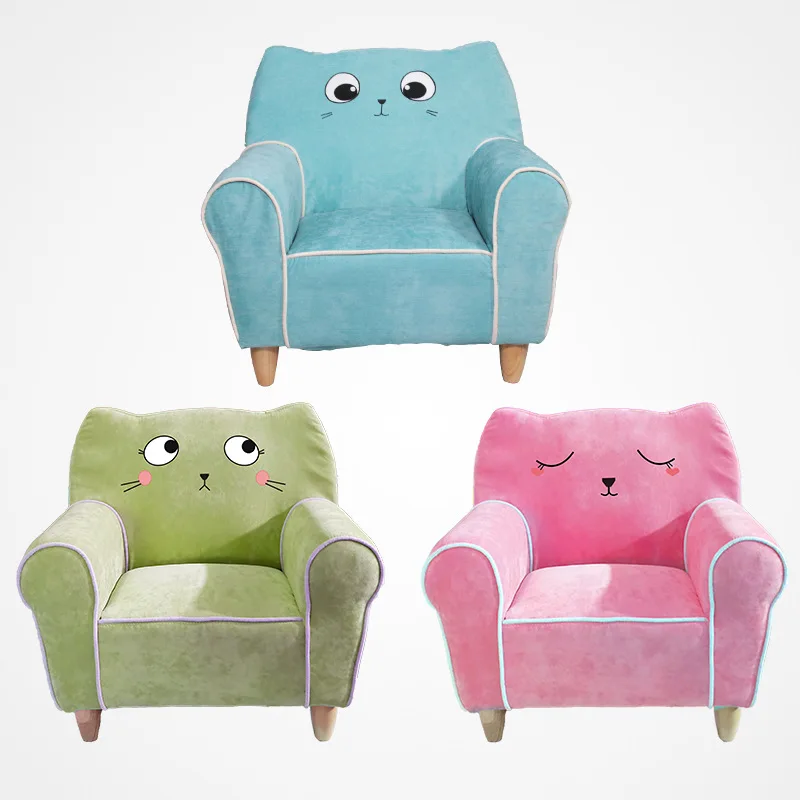 

Children's Sofa Simple Mini Rural Wind Patchwork Personality Child Chair Single Solid Wood Frame Watching TV