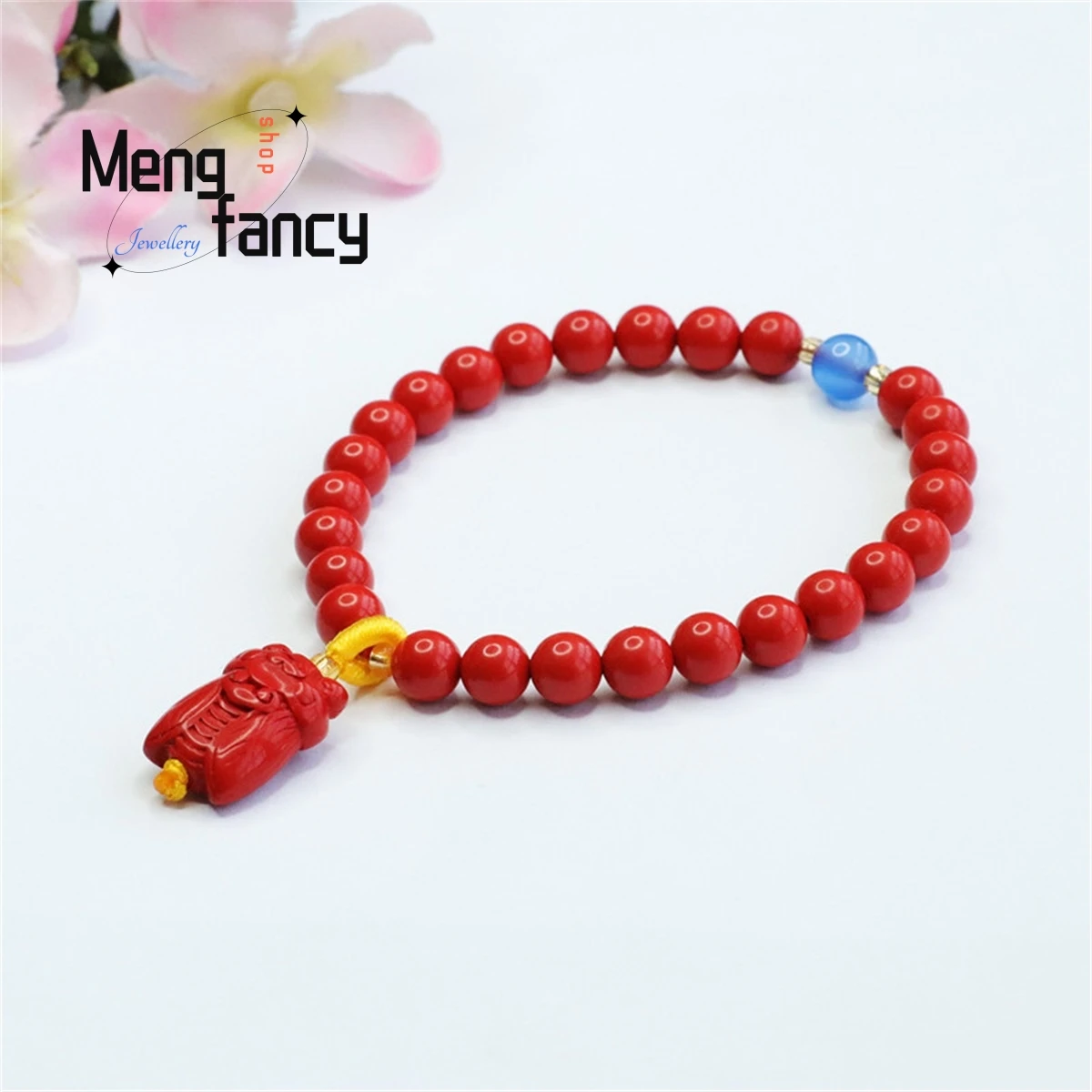 

Natural Cinnabar Round Bead Golden Cicada Tassel Bracelet Simple Elegant Men Women Mascot Charm Fashion Fine Jewelry Couple Gift
