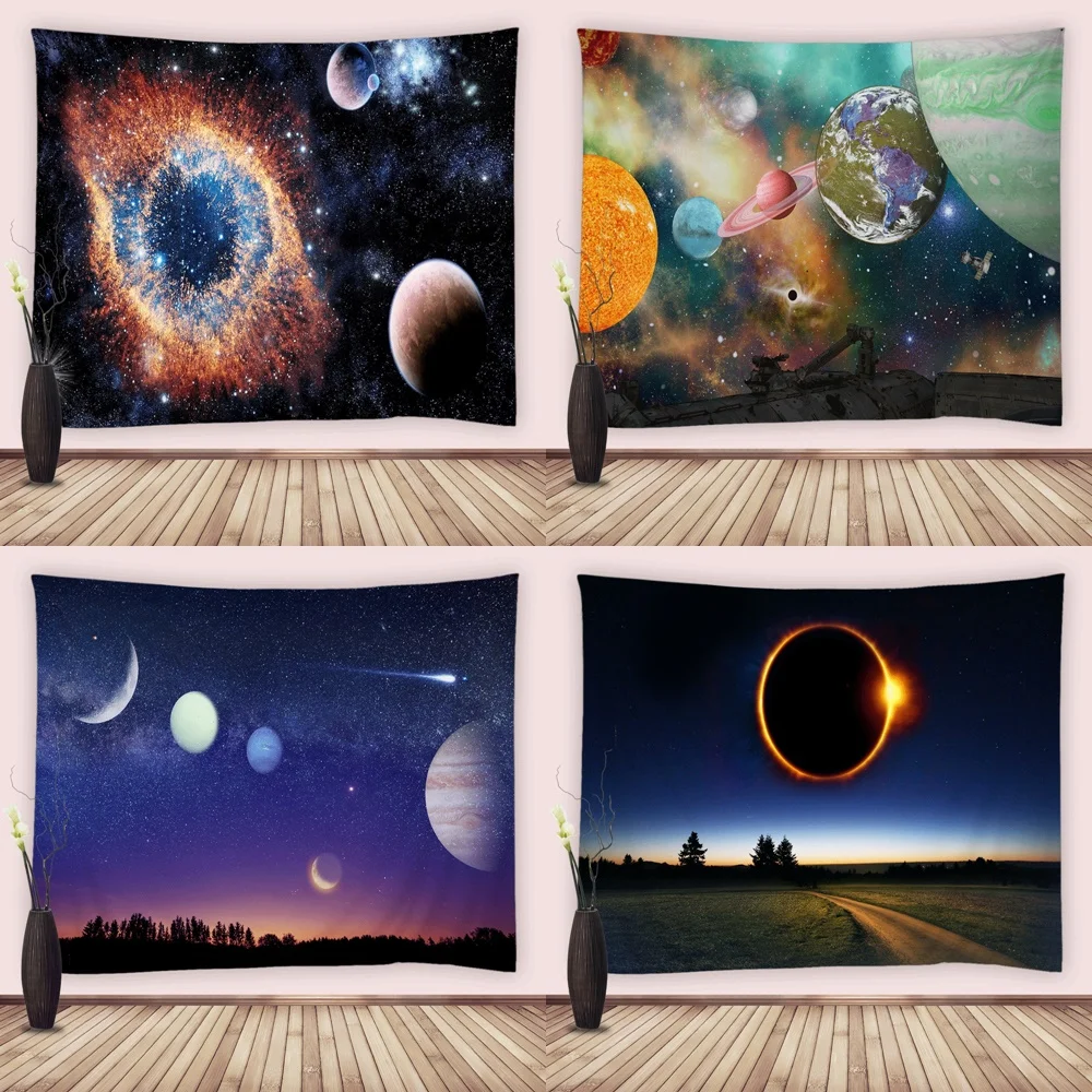 

Galaxy Tapestry Space Planet Earth Science Room Art Wide Wall Hanging Tapestries for Bedroom Dorm Home Decor Blanket Beach Towel
