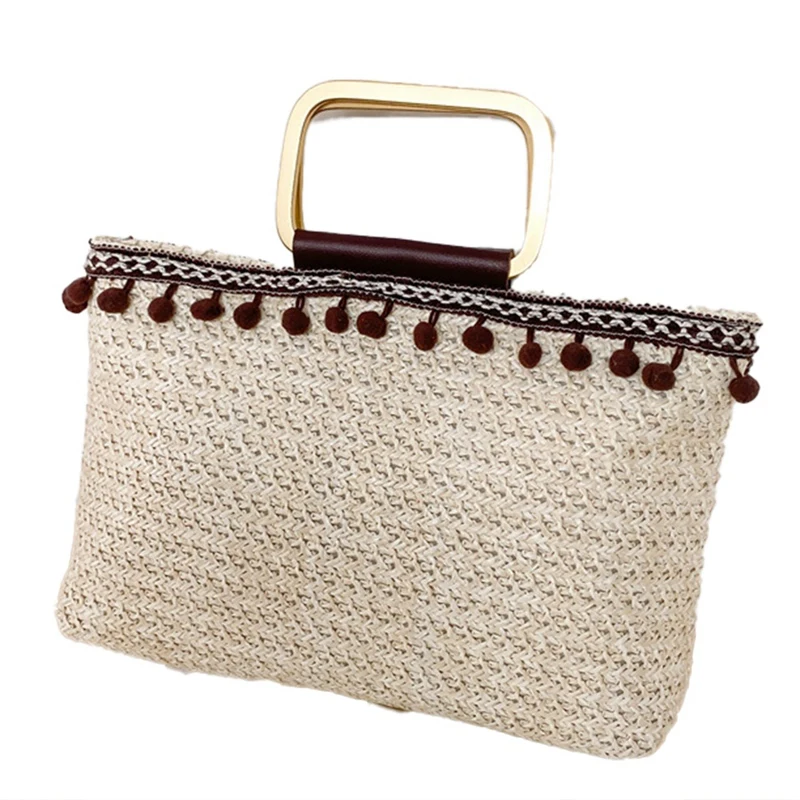 

Summer Fashion Straw Woven Vintage Tassel Women Handbag Casual Large Capacity Ladies Beach Vacation Shopping Tote Bag