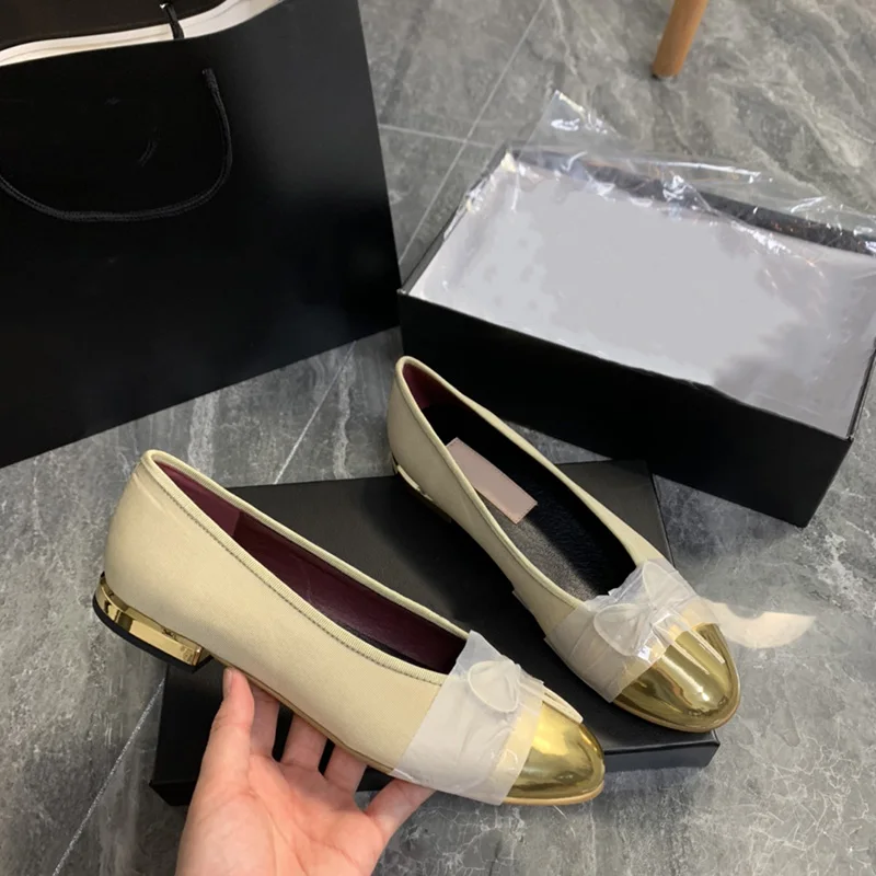 Xiaoxiangfeng Ballet Shoes 2023 Summer New Round Toe Shallow Mouth Versatile Colored Butterfly Knot Flat Sole Women's Shoes