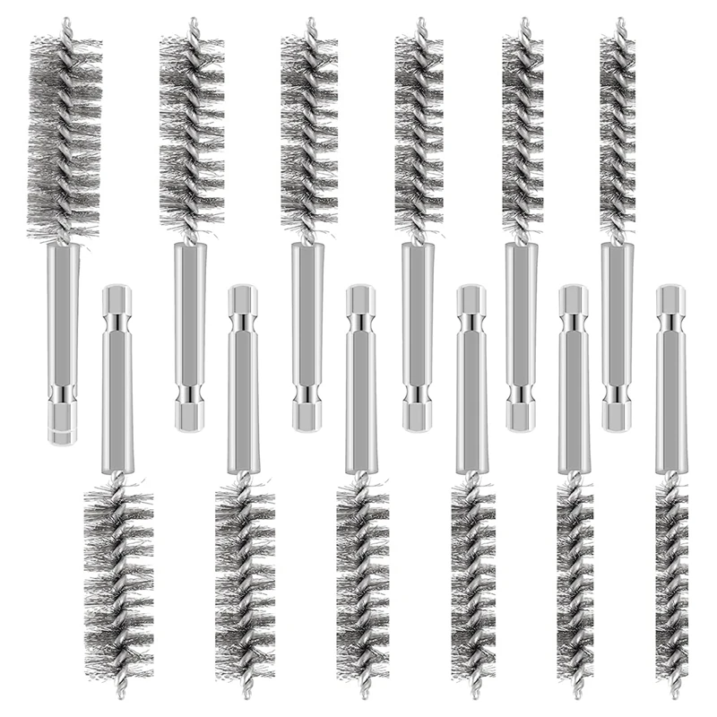 

12 Pcs Stainless Steel Bore Brush Golf Clubs Head Hosel Brush For Power Drill Impact Driver