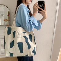 2022 trendy women canvas shopping bag simple large books bag female eco handbag tote reusable grocery shopper bags