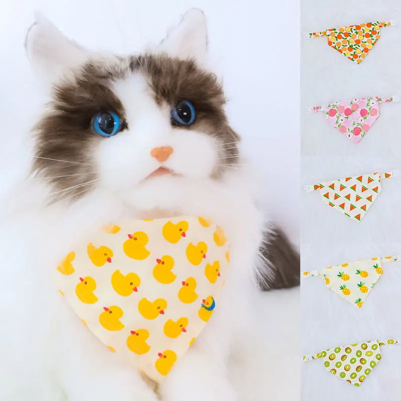 

2 Size Fruit Printting Bandanas For Dog Small Cat Triangle Adjustable Scarf Dog Puppy Bandanas Pet Dog Soft Grooming Accessories