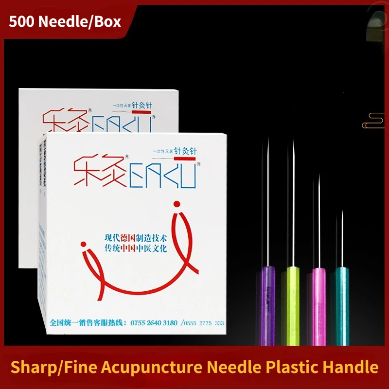 

500 Pcs EACU Acupuncture Needle Beauty Massage Face Needle 5PB Plastic Handle Micro Needle 0.12/0.14/0.16/0.25mm