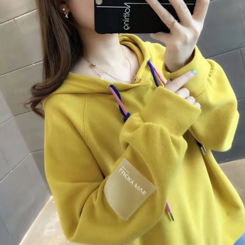Hoodie Top versatile student Korean spring and autumn new Pullover loose college style Hoodie women's fashion