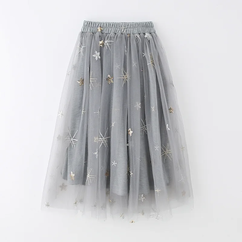 

Kids Girls 2022 Princess Mesh Tutu Summer New Fantasy Elastic Waist Skirts Children Clothes Fashion Lace Sequined Long Skirt Q61