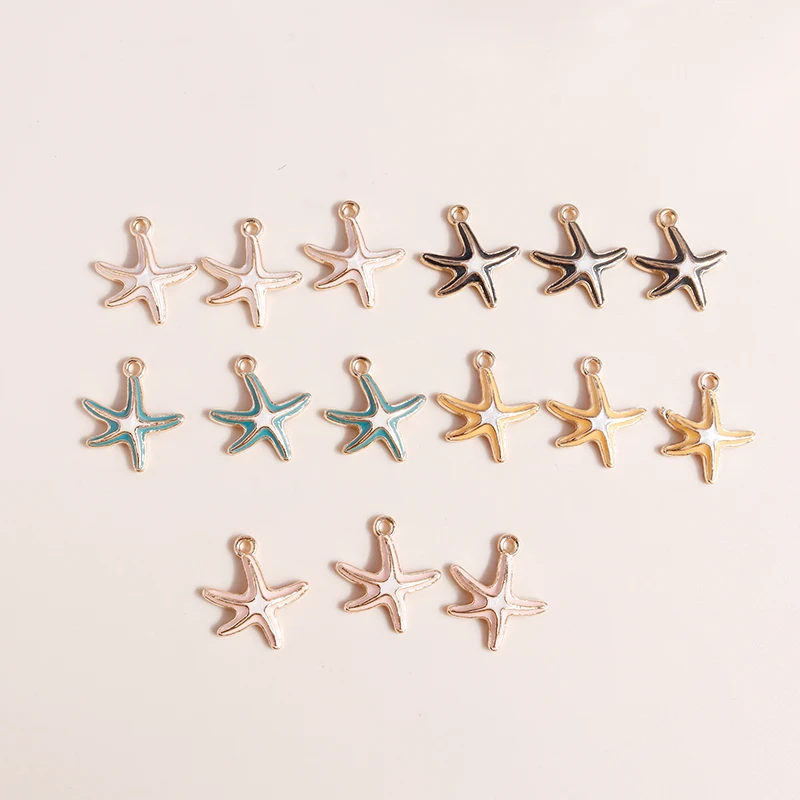 

10pcs 17x19mm Cute Enamel Starfish Charms for Jewelry Making Kawaii Earrings Pendant Necklace DIY Bracelets Crafts Accessories