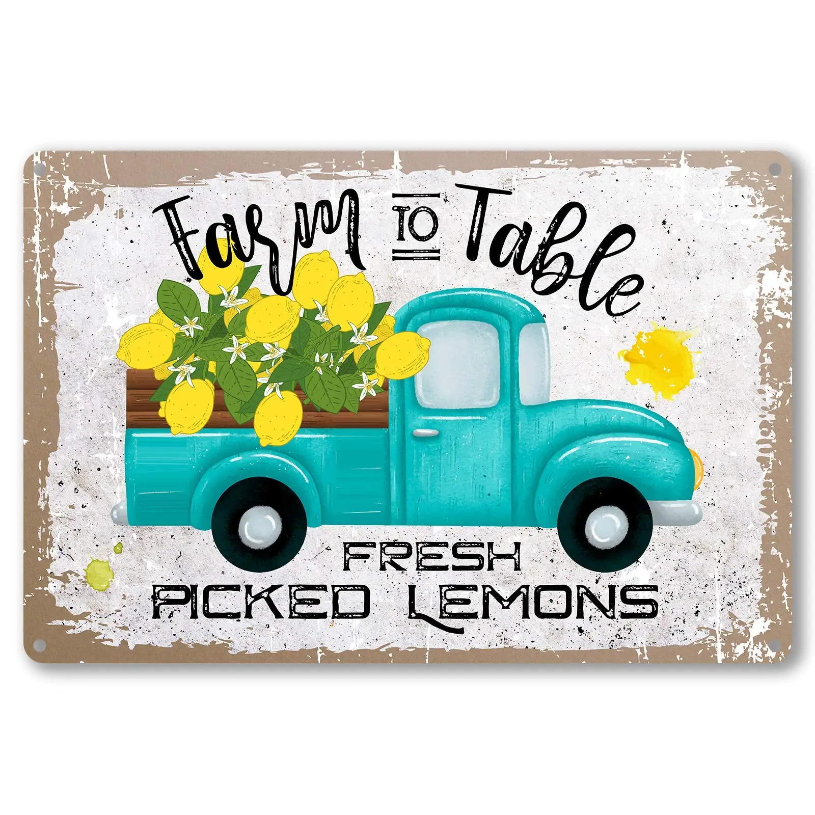 

SLALL Quote Lemon Farm to Table Fresh Picked Lemons Retro Street Sign Household Metal Tin Sign Bar Cafe Car Motorcycle Garage De