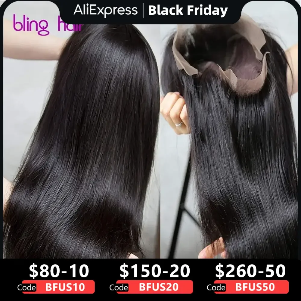 

5x5 Lace Closure Wig Brazilian Straight Hair Wigs Bling Hair Remy Bleached Knots Pre Plucked 13x4 Lace Wigs For Women