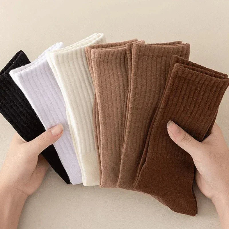 Носки Женские однотонные Длинные до щиколотки дышащие мягкие свободные средней