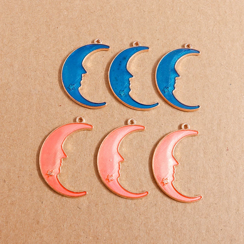 

10pcs/lot Enamel Moon Charms Pendants for Jewelry Making DIY Handmade Earrings Necklaces Bracelets Accessories Supplies