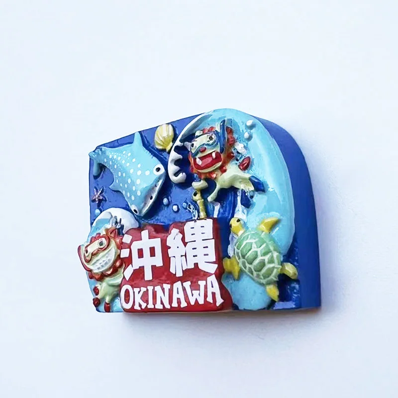 Фото Япония Okinawa, сувенирный магнитный магнит на холодильник, высококачественное креативное культурное и креативное 3D стерео магнитное украшение №5