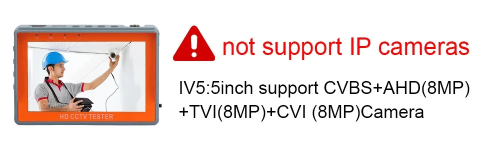 Новый тестер видеонаблюдения IV5 5 дюймов AHD TVI CVI CVBS тестер камеры монитор 8MP портативный портативный стиль Поддержка UTP PTZ UTC RS485 800x480 (art.: 3920cd0f12151) - 3920cd0f12151