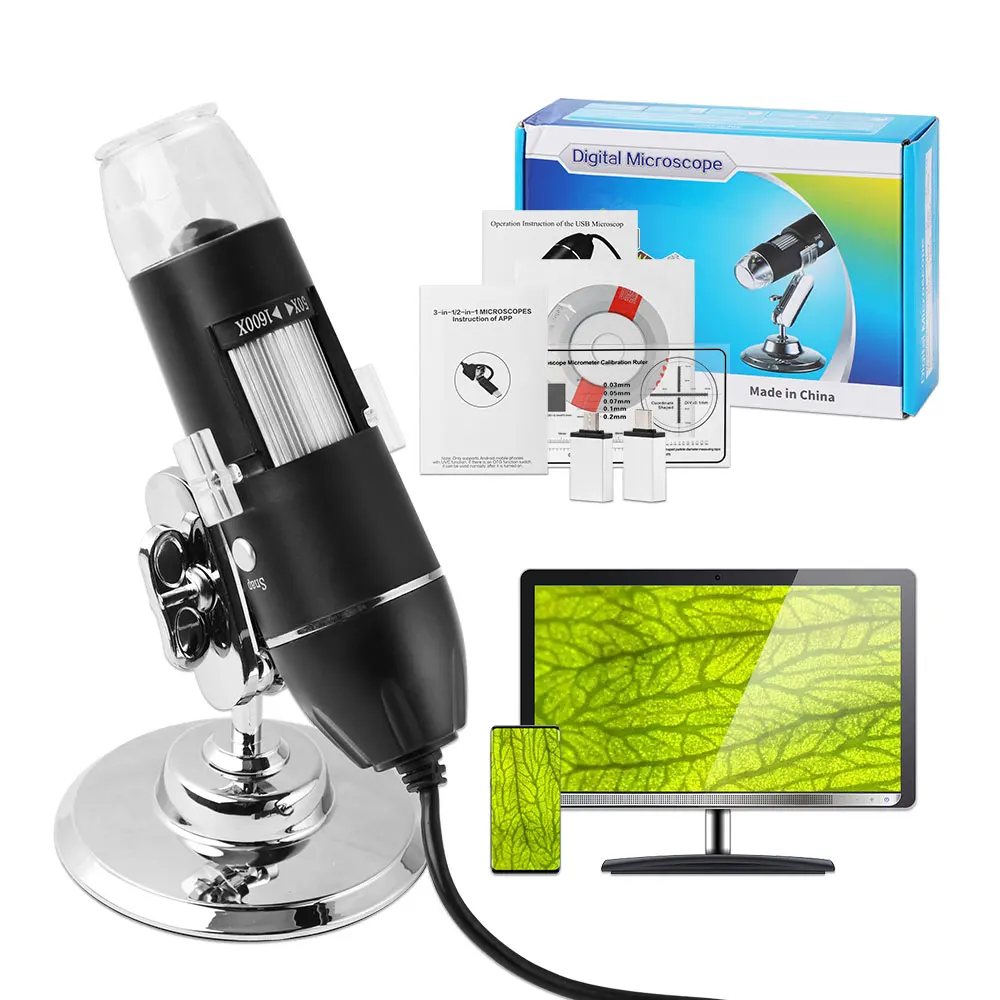 

Microscope 1600X Handheld Portable LED Digital Microscope USB Interface Electron Microscopes Hair Scalp Skin Detector Analyzer