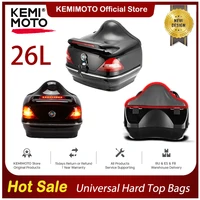 kemimoto motorcycle 26l secure latch rear storage luggage trunk wlock scooter helmet top box rear topbox case turn signal lamps