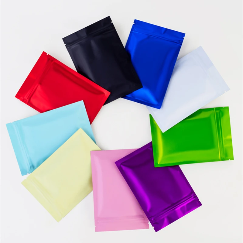 

100pcs Matte Colors Aluminum Foil Packaging Bag Biscuit Snack Food Storage Thicken Self Sealing Moisture Proof Ziplock Bags