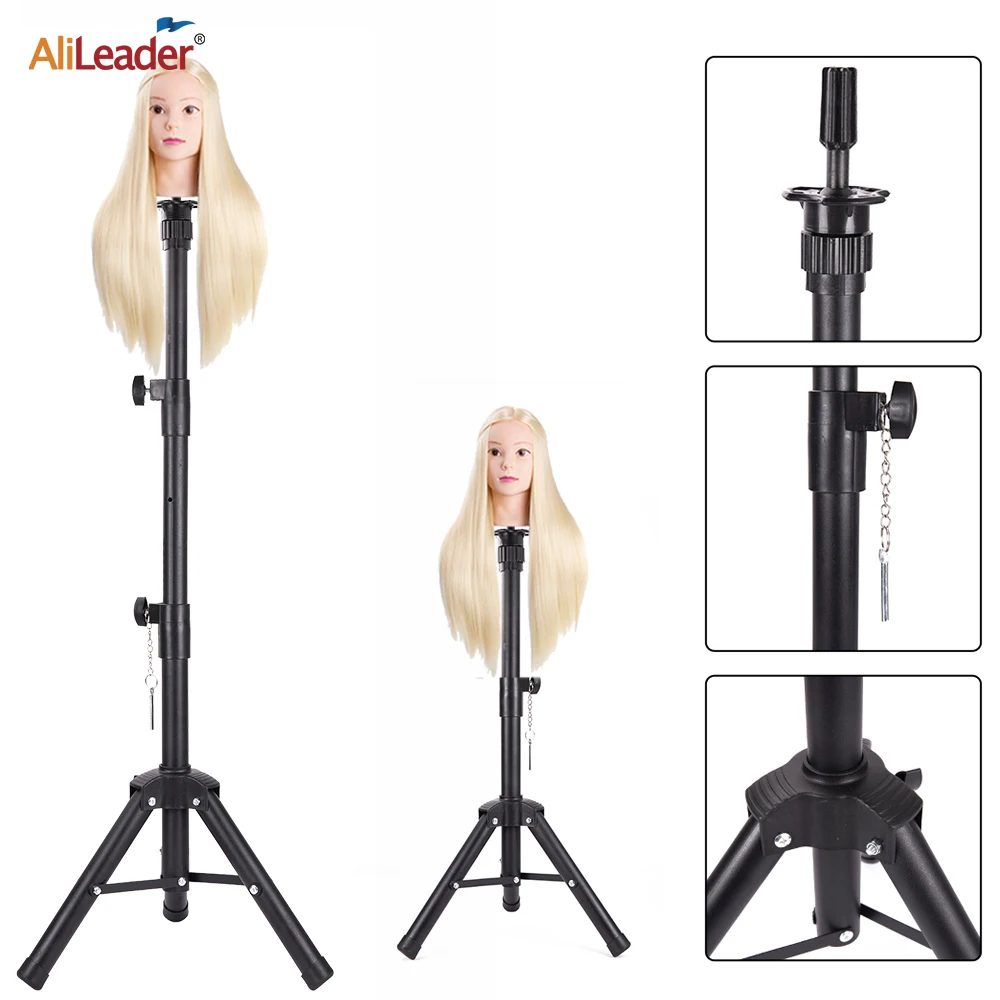 55InchTripod Stand For Wig Canvas Head Stand Holder Adjustable Hairdressing Mannequin Stand Training Head Holder Doll Head Stand