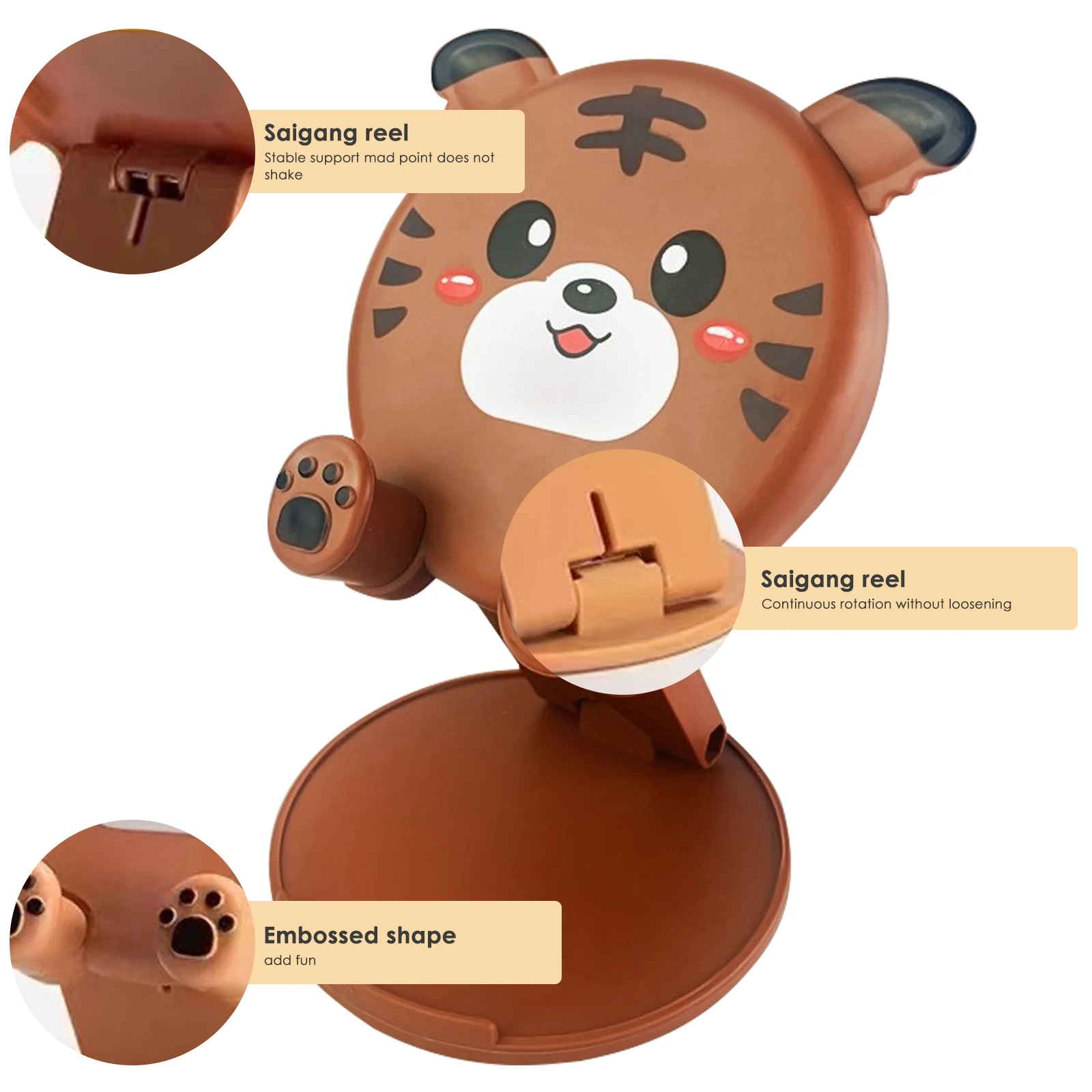 

Multifunctional Cartoon Cute Desktop Stand for Mobile Phone Watching Live TV Foldable Stand Portable Tiger Animal Stand
