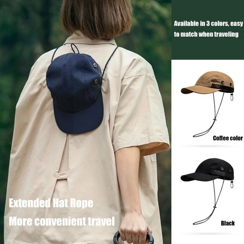 Summer Sunscreen Cap Men Women Outdoor Cycling Sweat Hats With Rope Baseball Absorption Quick-Drying Soft Top Breathable B7D7