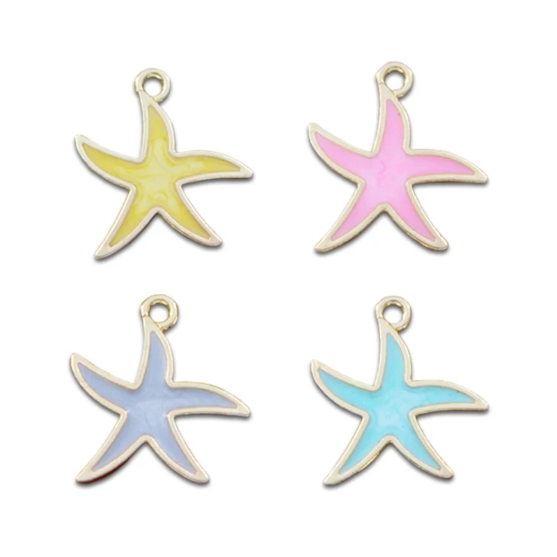 

10PC/Lot New Arrival Beach Series Starfish Enamel Charms DIY Jewelry Oil Dripping Alloy Earrings Key Chain Pendant