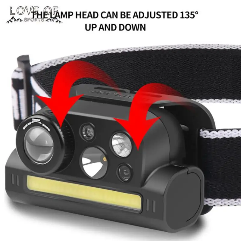 

Strong Light 200m Range Induction Headlights Multifunctional With Magnet 2000 Mah Lithium Battery 7-speed Light Source Zoom