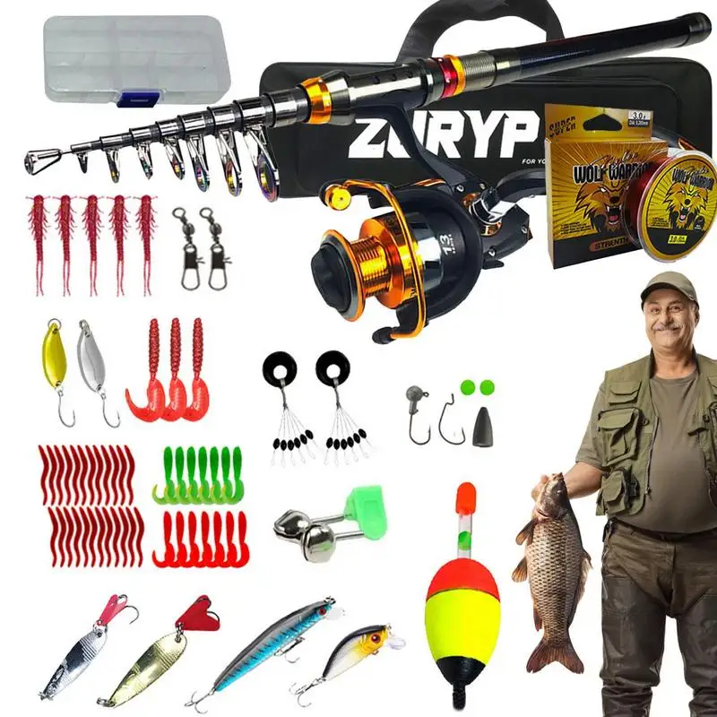 

Telescopic Fishing Pole Kit Telescopic Fishing Kit With Reel And Gear Portable Lightweight Ready-to-go Fishing Gear Set Fishing