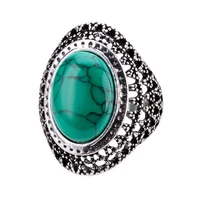 new thai ring for women retro style classic oval turquoises rings party anniversary ring gift