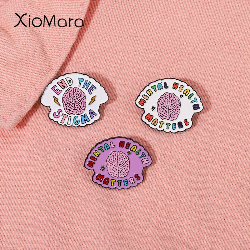 

Brain Enamel Pin Mental Health Matters Badge For Clothes Backpacks Decoration Brooches Simple Jewelry Gifts For Friend