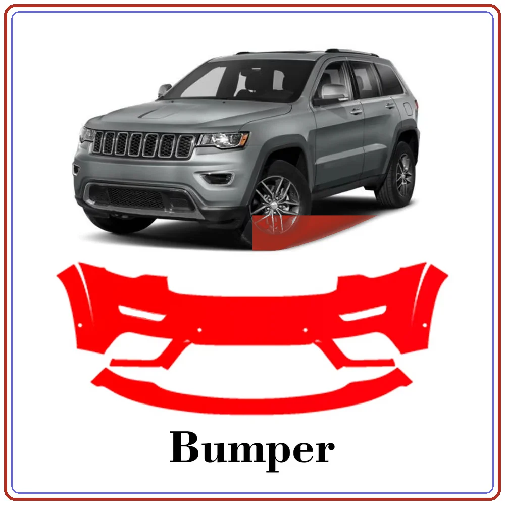 Фото Для Jeep Grand Cherokee Limited X 20-2021: Комплект прозрачной защитной пленки (PPF) из ТПУ для переднего бампера, предварительно вырезанная, с защитой от камней, для ЕС/Великобритании №1