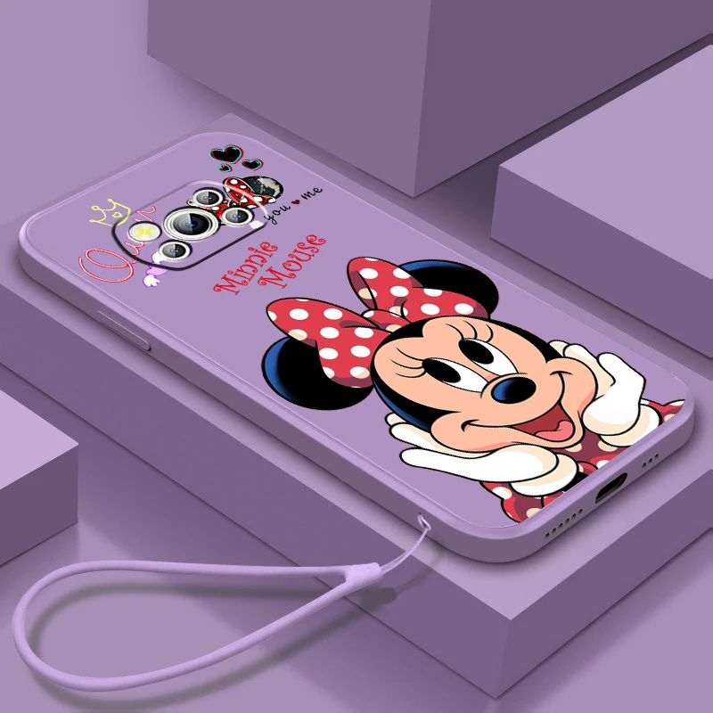 

Disney Minnie Mickey Cool Art Liquid Rope Phone Case For Xiaomi Mi Poco M5s M5 X5 X4 X3 M4 M3 F4 F3 GT Pro NFC 5G Soft Cover