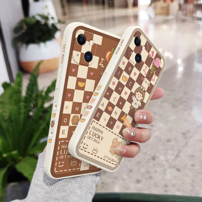 

Chessboard Girl Phone Case For iPhone 13 12 11 Pro Max Mini X XR XS MAX SE2020 8 7 Plus 6 6S Plus Cover