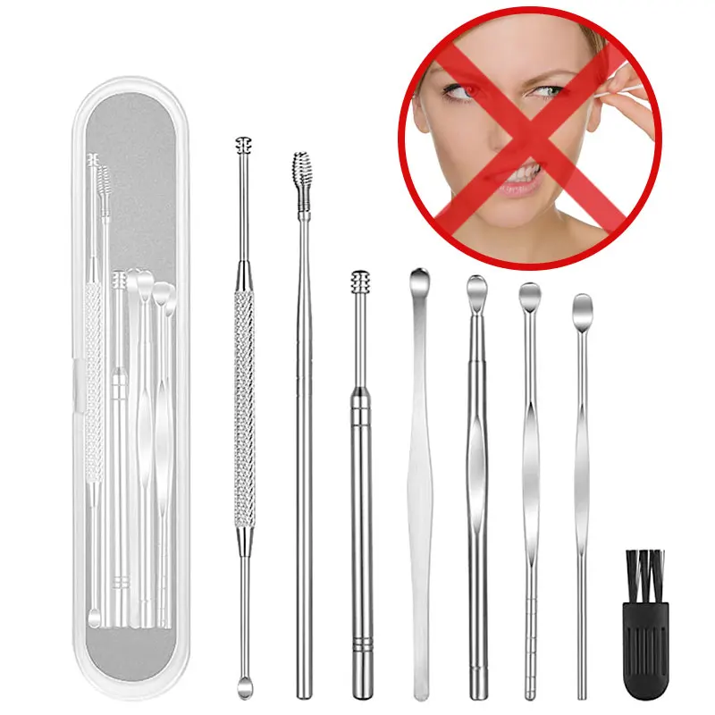 

8 Pcs Ear Pick Earwax Removal Kit Ear Cleansing Tool Set Ear Curette Ear Wax Remover Tool with Cleaning Brush