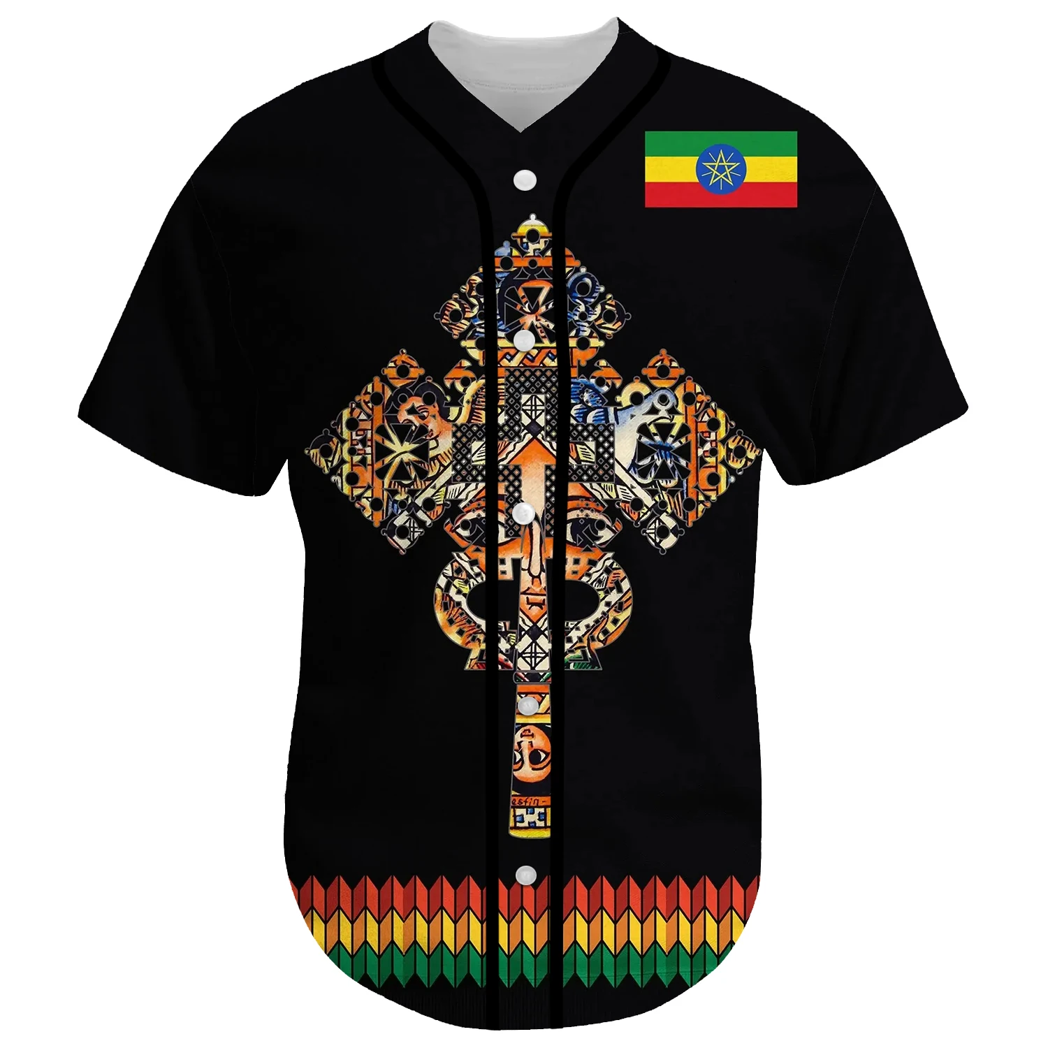 Africa County Ethiopia Native Reggae Lion Tattoo 3DPrint Summer Harajuku Casual Funny Baseball Jersey Shirts Short Sleeves X4