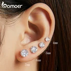 bamoer, стерлингового серебра 925 пробы с платиновым покрытием, круглые серьги с кубическим цирконием, женские ювелирные украшения, 4 мм 5 мм 6 мм 7 мм