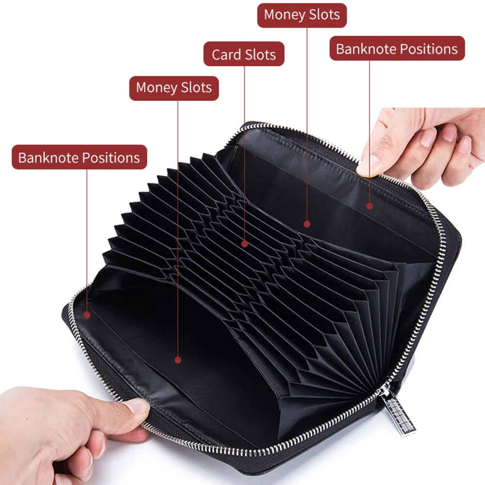 Вместительные кошельки для женщин бумажник из натуральной кожи на молнии с