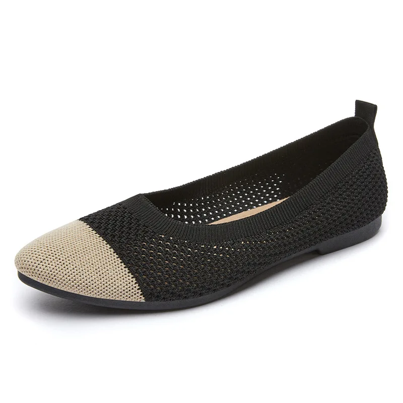 

2023 Summer Autumn Solid Color Knitted Pointed Flats Women Fashion Casual Breathable Hallow Out Shoes for Women